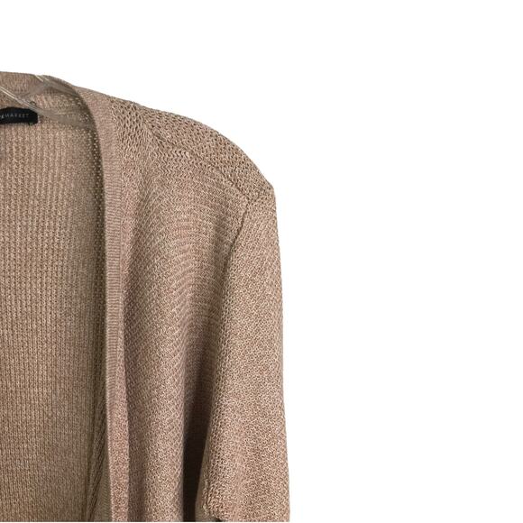 White House Black Market Cardigan Womens XS Beige Knit Fringe Open Front Sweater - Picture 4 of 11